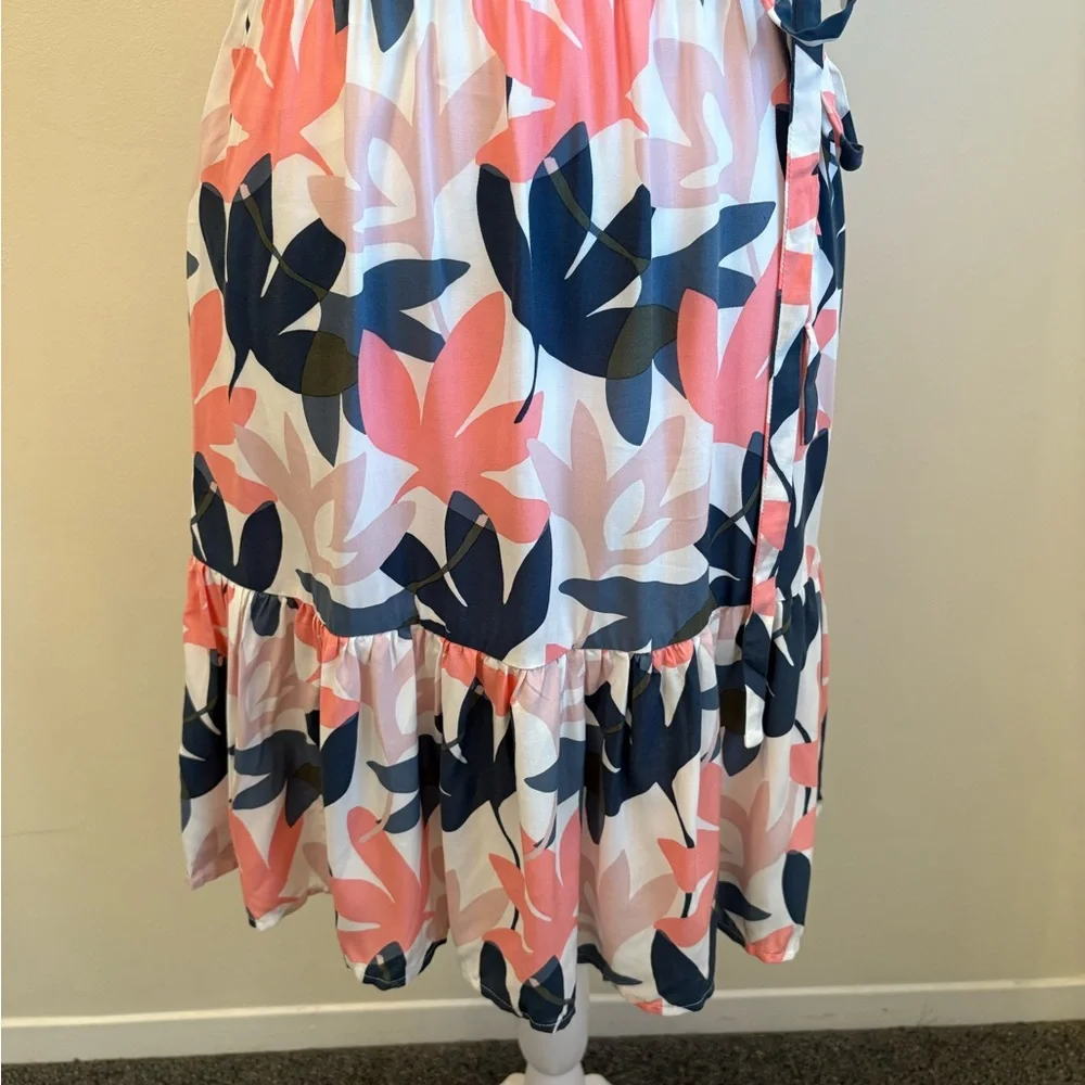 XS Loft Floral Flutter Sleeve Belted Dress New